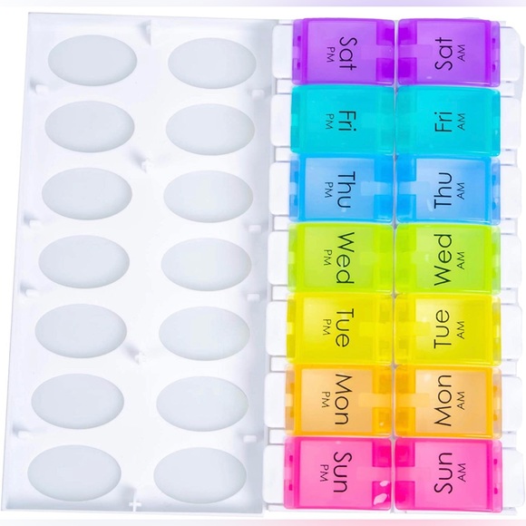 Daily Vitamin Box AM PM Pill Case Organizer Weekly Pop Up 7 Day (8.Rainbow) - Picture 5 of 7